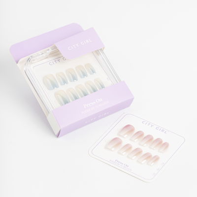 Uñas Press On Cuadradas Efecto Aurora (12 Tips) City Girl