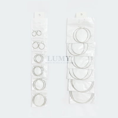 Aros Argolla de Acero Plateado x 6u