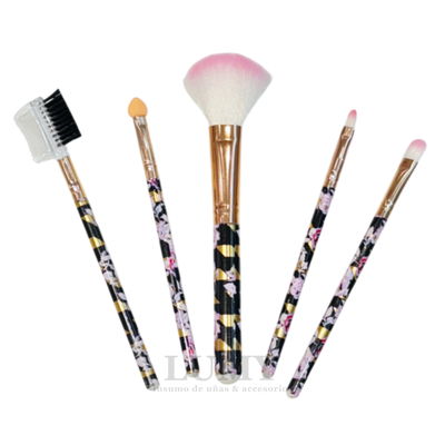 Set de Brochas para Maquillaje con mango floreado x 5u