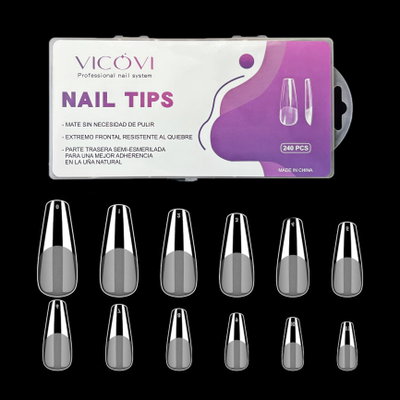 Tips Soft Gel x 240u Clear Prelimado Vicovi