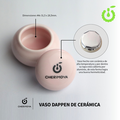 Vaso Dappen de Ceramica Rosa con Tapa Cherimoya