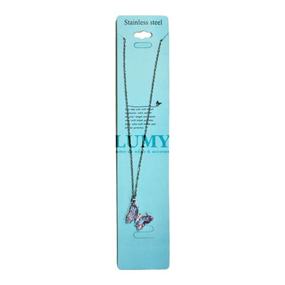 Collar de Acero Plateado con Dije Mariposa (Varios colores)