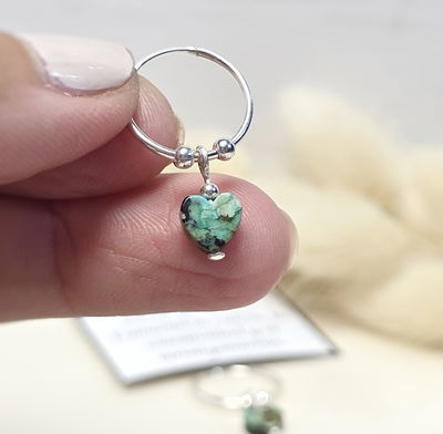 Aros argollas corazón de piedra