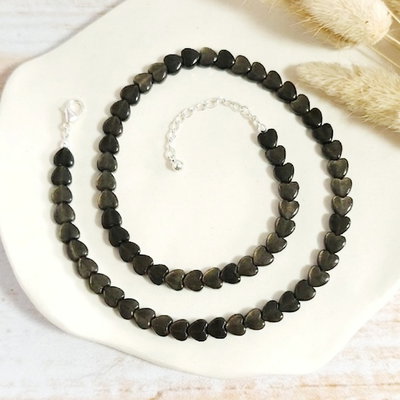 Choker Amore Obsidiana Dorada