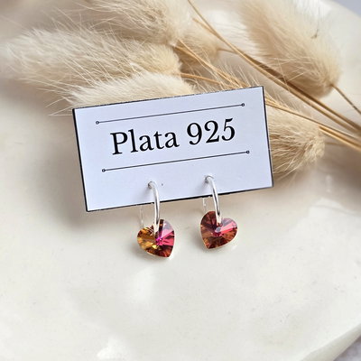 Aros corazón cristal sunset