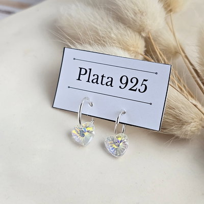 Aros corazón cristal 