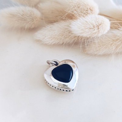 Dije Corazón negro plata 925