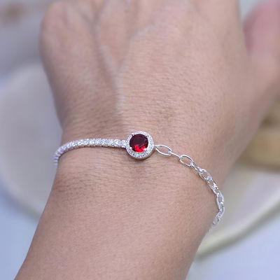 Pulsera Tenis Brillo Rojo