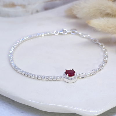 Pulsera Tenis Brillo Rojo