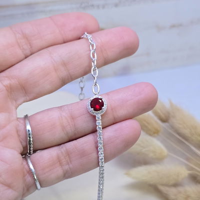 Pulsera Tenis Brillo Rojo