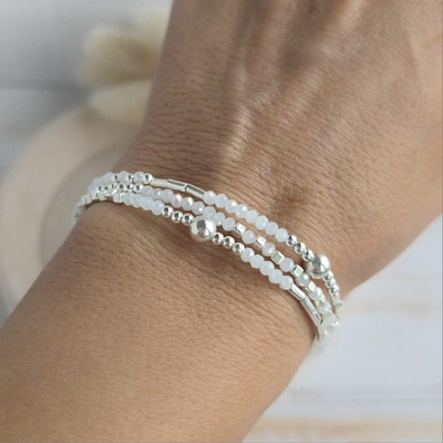 Pulsera chilenita 3 vueltas blanca