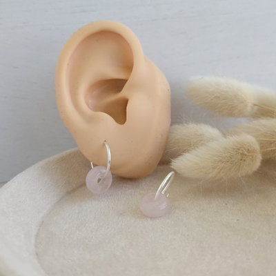 Aros Argollitas Cuarzo rosa