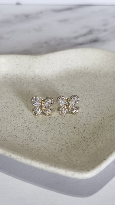 Aros flor con strass