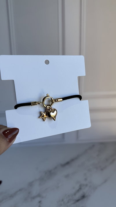Pulsera tipo cordón con dije corazon