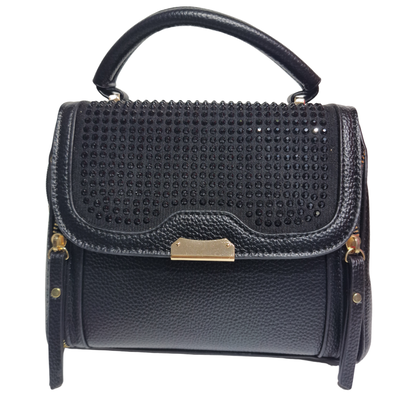 Cartera Bandolera Con Strass Negra