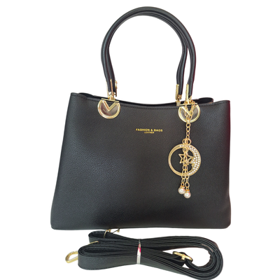 Cartera De Ecocuero Con Correas Intercambiables Negra