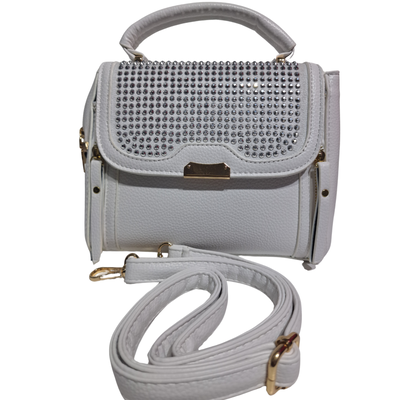 Cartera Bandolera Con Strass Blanca