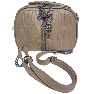 Cartera Bandolera Osito Con Correa De Cadena Beige