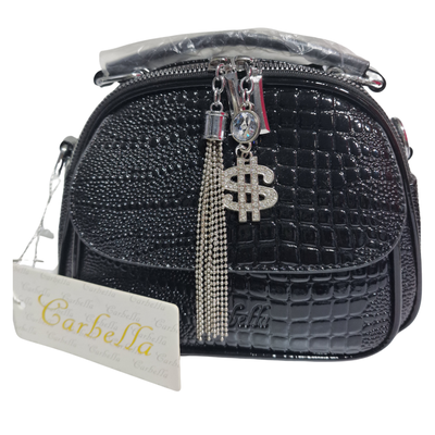 Mini Bag Croco Charolado Negra