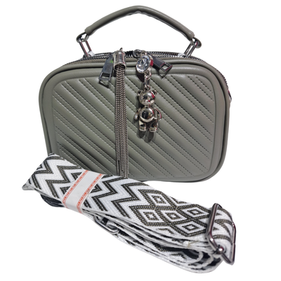 Cartera Bandolera Osito Con Correa Gruesa Verde Oliva