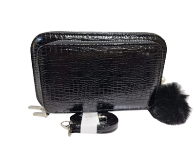 Cartera Bandolera Croco con Pompón 