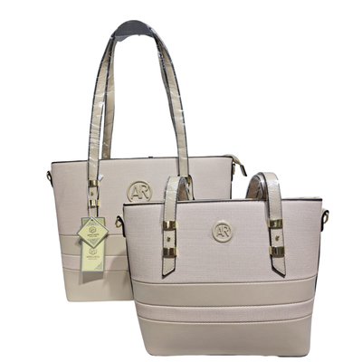 Set Cartera Ardilla Roja De 2 Piezas Beige Gamuzado Con Correa