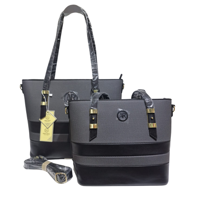 Set Cartera Ardilla Roja De 2 Piezas Gris Gamuzado Y Negro Con Correa