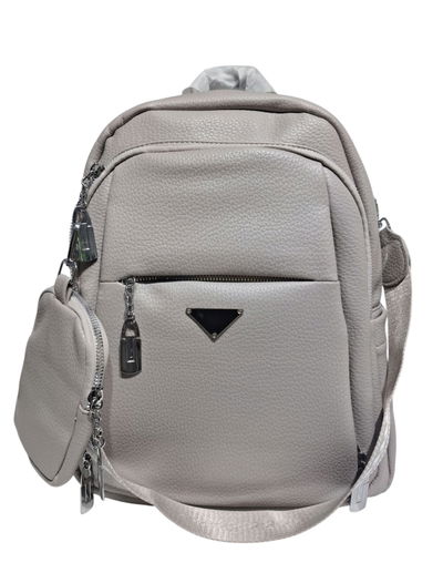 Mochila Bandolera De Ecocuero Color Cemento Tamaño A4