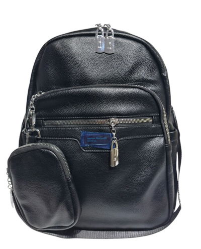 Mochila Bandolera De Ecocuero Negra Tamaño A4