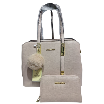 Cartera Ardilla Roja Beige Con Billetera Y Pompón