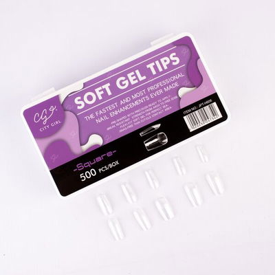 CAJA DE TIPS SOFT GEL SQUARE 600 PCS - CITY GIRL