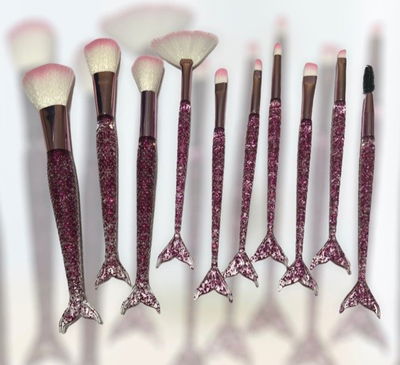 Brochas glitter cola de sirena con estuche