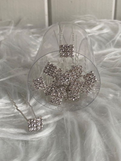 Horquillas cuadradas con strass x 4