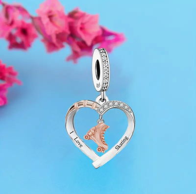 Dije I love skating plata 925 charm estilo Pandora 
