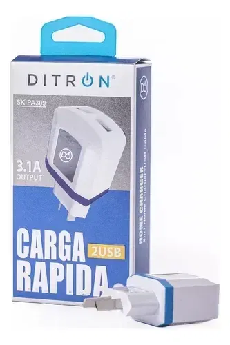 Cargador Carga Rapida Ditron 3.1A con cable