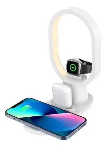 lampara de mesa con cargador inalámbrico de celular