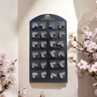Aros corazón con strass 
