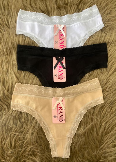 Colales algodon y puntilla packs x3 (M y L)