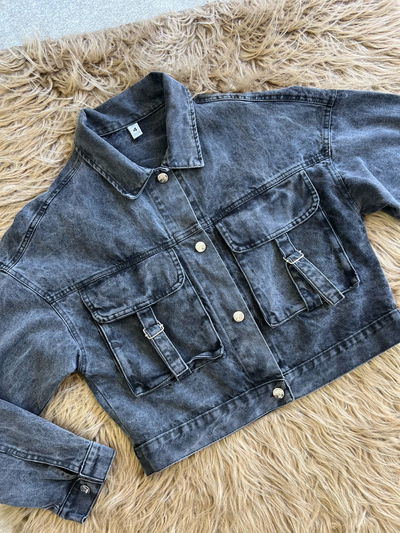 Campera de jeans oversize cargo