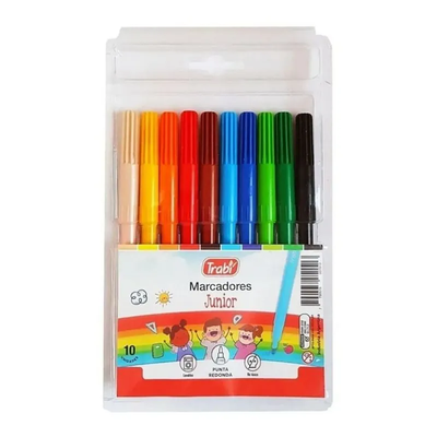 🖍️ Marcadores Trabi x12 – Punta fina, tinta al agua, ideales para uso escolar y artístico