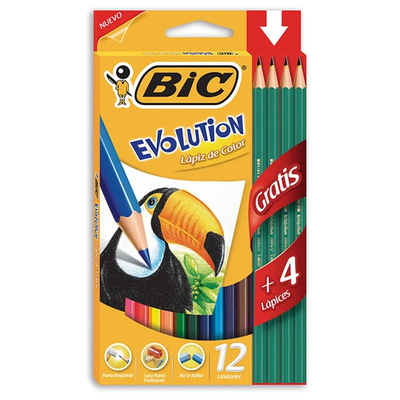 Lapices de Colores Bic x12 + 3 Lapices Negros