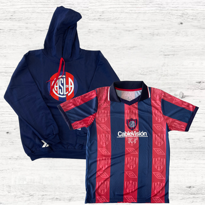 COMBO BUZO CANGURO + CAMISETA RETRO SAN LORENZO 