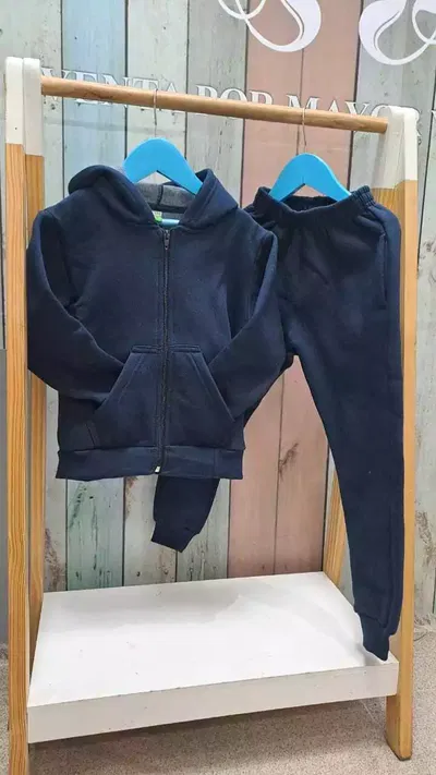 Conjunto de algodón frizado azul