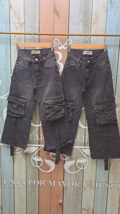 Jean Wide gris cargo