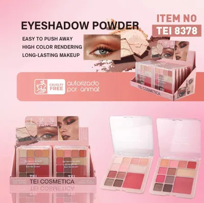 Paleta de Sombra 10 colores c/ Iluminador y Rubor - TEI