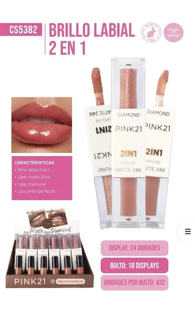 Labial 2 en 1 matte/brillo - PINK21