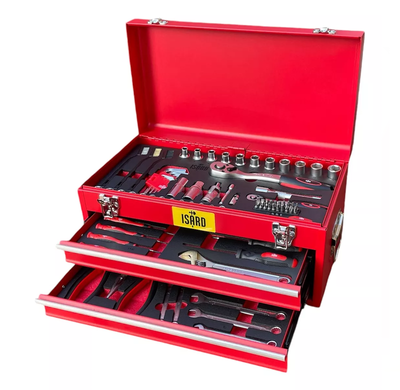 CAJA DE HERRAMIENTAS METALICA 97 PIEZAS TUBOS 1/4" 1/2" ISARD