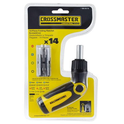 DESTORNILLADOR A TRINQUETE PLEGABLE– 14 PIEZAS CROSSMASTER