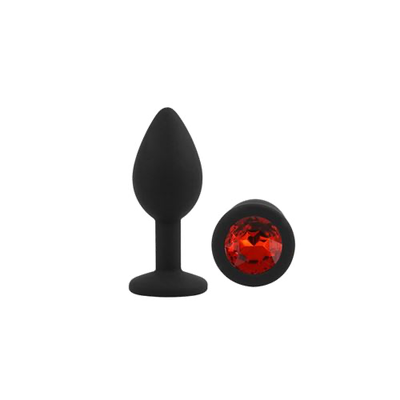 Anal Plug Silicona Small Black - Red Diamond