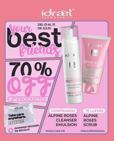 Promo IDRAET Julio - Emulsión de limpieza Alpine + Exfoliante suave Alpine + neceser